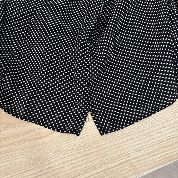 George ME Shirt Women XL Black Silk Dolka Dot Blouse Ruffle Button Career Church - Picture 11 of 12